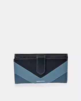 Большой кожаный кошелек с клапаном Daviletto, светло-голубой