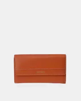 Большой кожаный кошелек с клапаном Daviletto, оранжевый