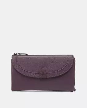 Большой кожаный кошелек сиреневого цвета со сборками и клапаном Abbacino, сиреневый