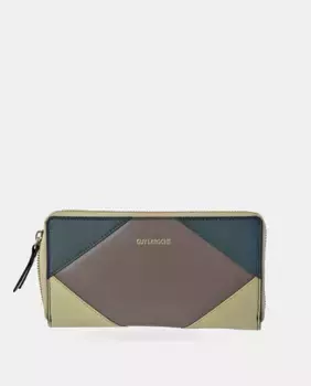 Большой кожаный кошелек в стиле пэчворк Guy Laroche, зеленый