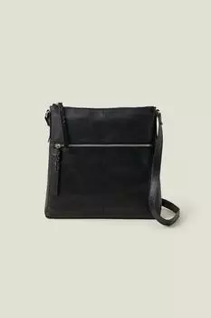 Большой кожаный мессенджер Accessorize, черный