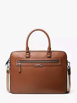 Большой кожаный портфель Varick Michael Kors Mens, коричневый