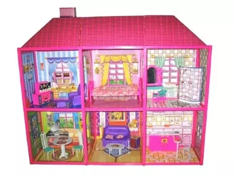 Большой кукольный дом + мебель 6 комнат, 6983 LUXMA