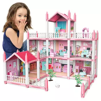 Большой кукольный домик, вилла, мебель, терраса для собаки, сад, подарок для девочек Z781 elektrostator