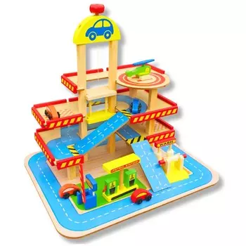 БОЛЬШОЙ МНОГОЭТАЖНЫЙ ДЕРЕВЯННЫЙ ГАРАЖ для развлечения автолюбителя + машинки MINEXO