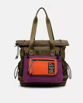 Большой многопозиционный нейлоновый рюкзак Desigual, темно-зеленый