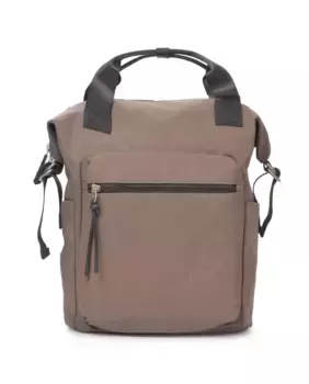 Большой многопозиционный широкий женский рюкзак серо-коричневого цвета Kcb, светло-коричневый