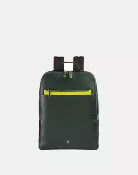 Большой мужской кожаный рюкзак для ПК 13 дюймов с двойной молнией Dudu, зеленый