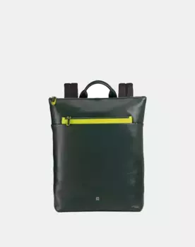Большой мужской кожаный рюкзак на 16 ноутбуков на молнии Dudu, зеленый