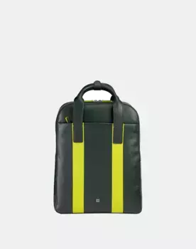 Большой мужской кожаный рюкзак на 16 ноутбуков на двойной молнии Dudu, зеленый