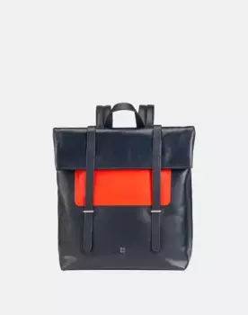 Большой мужской кожаный рюкзак с клапаном Dudu, темно-синий