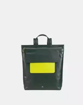 Большой мужской кожаный рюкзак с клапаном и молнией Dudu, зеленый