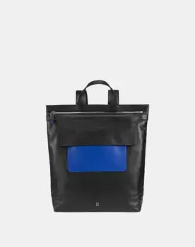 Большой мужской кожаный рюкзак с клапаном и молнией Dudu, черный