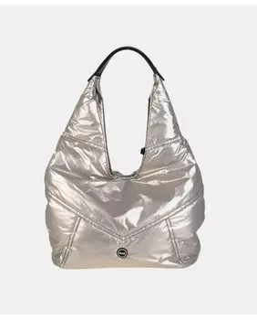 Большой нейлоновый хобо с металлизированной позолоченной подкладкой и застежкой-молнией Kbas, золотой