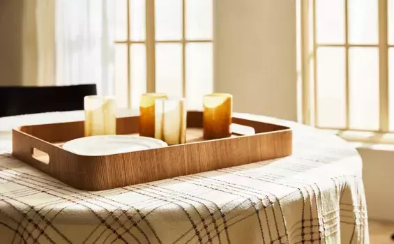 Большой нескользящий поднос Zara Home, светло-бежевый