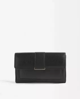 Большой однотонный женский кошелек с клапаном и магнитной застежкой Parfois, черный