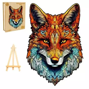 Большой Пазл Деревянная Лиса 300 Деталей Разноцветная Лиса В Деревянной Коробке Pasjo24