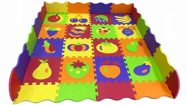 Большой пенопластовый коврик с забором и фруктовыми пазлами 4iQ Group