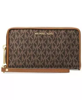 Большой плоский многофункциональный чехол для телефона Jet Set Michael Kors, коричневый