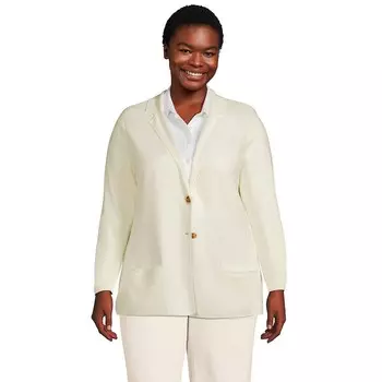 Большой размер - Блейзер-свитер Lands' End, цвет Ivory