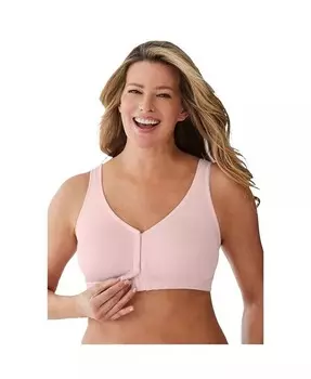 Большой размер Бюстгальтер с дышащим принтом и крючками спереди Comfort Choice, розовый