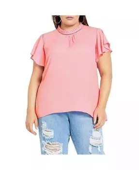 Большой размер Kiss Me Быстрый топ с короткими рукавами CITY CHIC, розовый