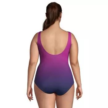 Большой размер Lands' End SlenderSuit Цельный купальник Surplice с чашечкой DD и контролем живота Lands' End