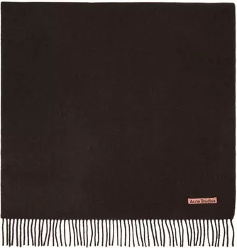 Большой шерстяной шарф с бахромой Acne Studios, коричневый
