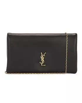 Большой складной кошелек на цепочке Saint Laurent, цвет Nero