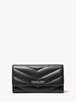 Большой стеганый кошелек в три сложения Jet set travel Michael Kors, черный
