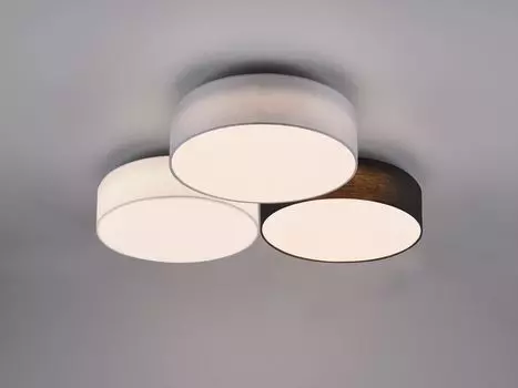 Большой светодиодный потолочный светильник LUGANO с тремя тканевыми абажурами, с регулировкой яркости TRIO, черный