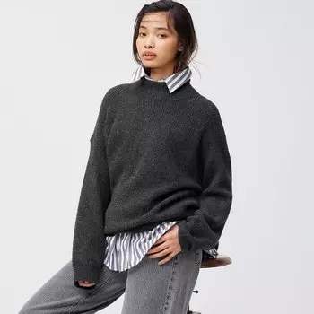 Большой свитер с высоким воротником Puffy Touch GU, серый