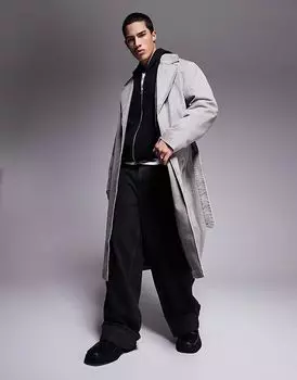 Большой тренчкот цвета мытого камня ASOS DESIGN