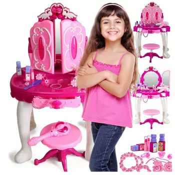 Большой туалетный столик для девочки с зеркалом, открывающийся Z08 elektrostator
