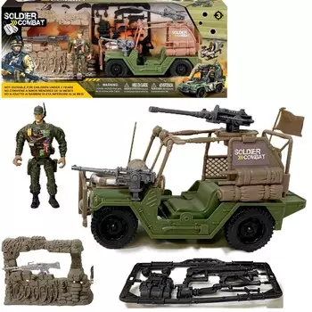 Большой военный набор, военный автомобиль, джип, армейские солдатские фигурки Qulki