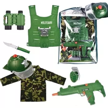 Большой Xxl военный комплект, жилет, шлем, винтовка, бинокль, граната Inna marka