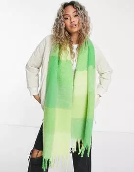 Большой зеленый шарф ASOS DESIGN в клетку