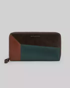 Большой женский блестящий кожаный кошелек Adolfo Dominguez, мультиколор