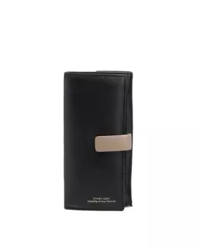 Большой женский кошелек из черной кожи Stamp, черный