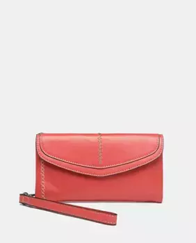 Большой женский кошелек из коралловой кожи Abbacino, красный