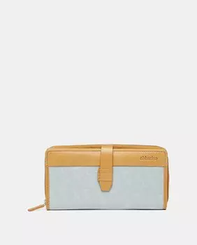 Большой женский кошелек из кожи и нейлона голубого цвета Abbacino, светло-синий