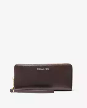 Большой женский кошелек из зерненой кожи Michael Michael Kors, темно-коричневый