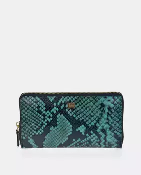 Большой женский кошелек-кошелек на молнии из кожи цвета бирюзового цвета с гравировкой Guy Laroche, светло-голубой