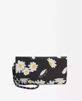 Большой женский кошелек с клапаном и цветочным принтом Parfois, черный