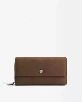 Большой женский кошелек с клапаном и застежкой-молнией, однотонный Parfois, темно-коричневый