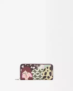 Большой женский кошелек с застежкой-молнией и принтами Parfois, многоцветный