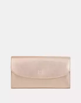 Большой женский кожаный кошелек из металлизированной кожи с клапаном и несколькими карманами Dudu, розовый