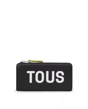 Большой женский кожаный кошелек Lynn с черным логотипом Tous, черный
