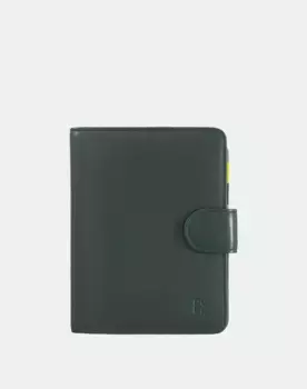 Большой женский кожаный кошелек на пуговице и молнии Dudu, зеленый