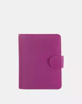 Большой женский кожаный кошелек на пуговице и молнии Dudu, фуксия